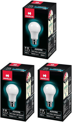 HAVELLS 9 W Basic Standard B22 LED Bulb(White, Pack of 3)