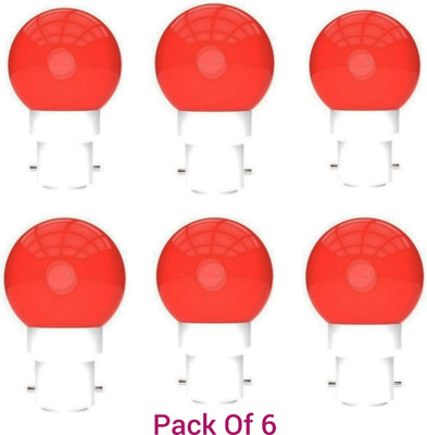 Illuminator 0.5 W Basic Round B22 Night Bulb(Red, Pack of 6)