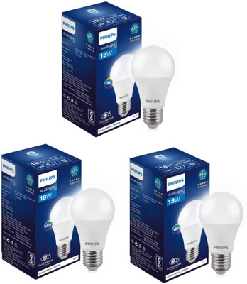 PHILIPS 18 W Basic Round E27 LED Bulb(White, Pack of 3)