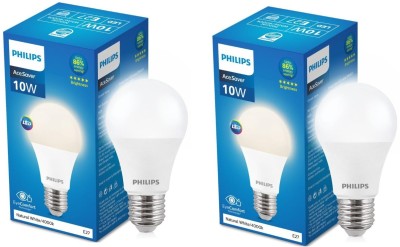 PHILIPS 10 W Standard E27 LED Bulb(White, Pack of 2)