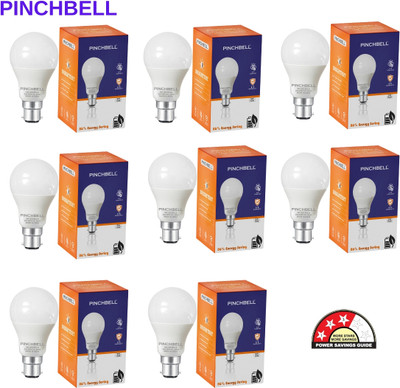 pinchbell 9 W Basic Round B22 LED Bulb(White, Pack of 8)