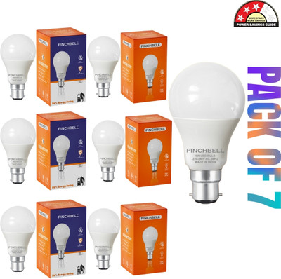 pinchbell 9 W Basic Round B22 LED Bulb(White, Pack of 7)