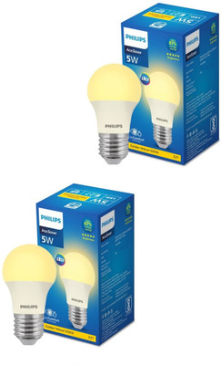 PHILIPS 5 W Basic Round E27 LED Bulb(Yellow, Pack of 2)