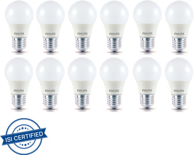 PHILIPS 5 W Basic Round E27 LED Bulb(White, Pack of 12)