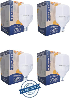 REMEN 50 W Basic Standard B22 LED Bulb(White, Pack of 4)
