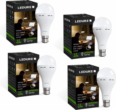 Ledure 12 W Round B22 D Inverter Inverter Bulb(White, Pack of 4)