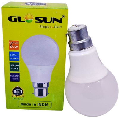 GLOSUN 5 W Basic Round B22 LED Bulb(White)