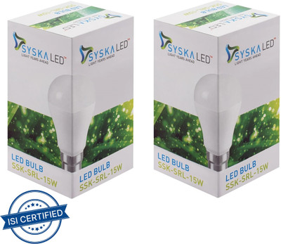 Syska 15 W Basic Standard B22 LED Bulb(White, Pack of 2)