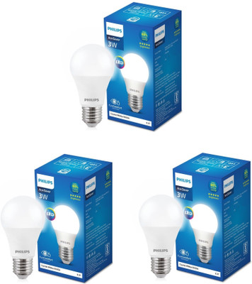 PHILIPS 3 W Basic Round E27 LED Bulb(White, Pack of 3)