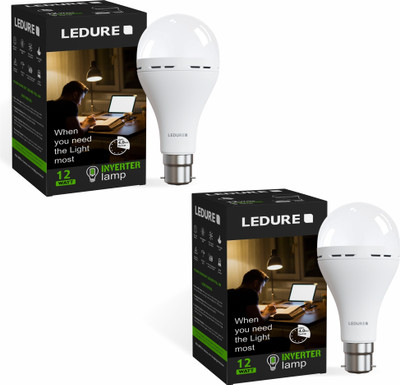 Ledure 12 W Inverter Round B22 D Inverter Bulb(White, Pack of 2)