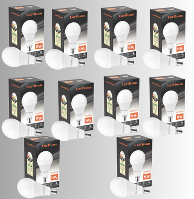 EarthSun 9 W Inverter Round B22 D LED Bulb(White, Pack of 10)