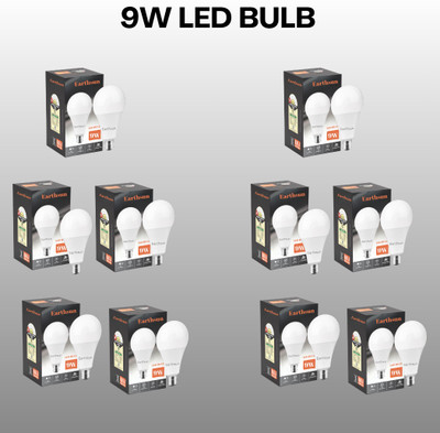 EarthSun 9 W Inverter Round B22 D LED Bulb(White, Pack of 10)