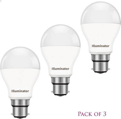 Illuminator 9 W Standard B22 LED Bulb(White, Pack of 3)