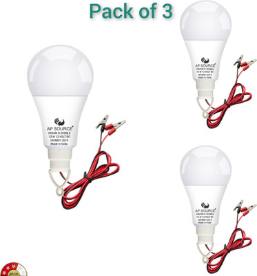AP Source 12 W Basic Round 2 Pin LED Bulb(White, Pack of 3)