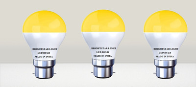 Brightstar 7 W Basic Round B22 LED Bulb(Yellow, Pack of 3)