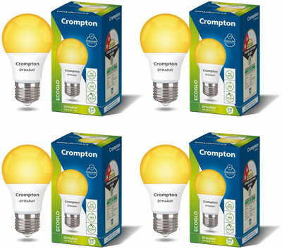 Crompton 5 W Basic Round B22 LED Bulb(Yellow, Pack of 4)
