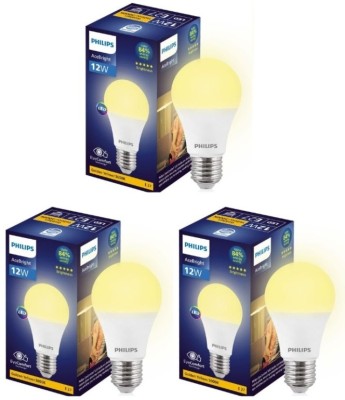 PHILIPS 12 W Round E27 LED Bulb(Yellow, Pack of 3)