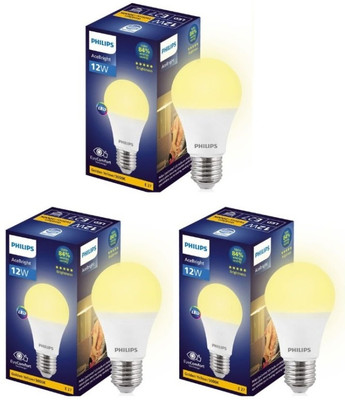 PHILIPS 12 W Basic Round E27 LED Bulb(Yellow, Pack of 3)