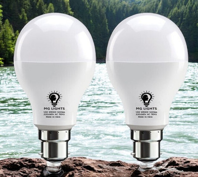 mg lights 12 W Basic Arbitrary B22 LED Bulb(White, Pack of 2)