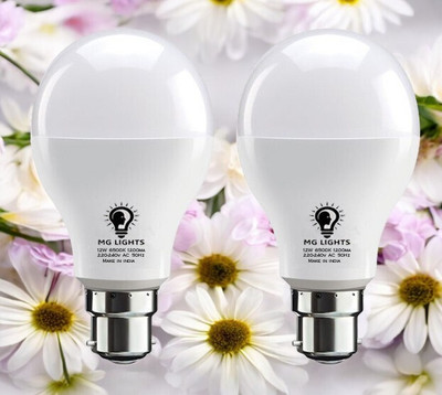 mg lights 12 W Basic Arbitrary B220 LED Bulb(White, Pack of 2)