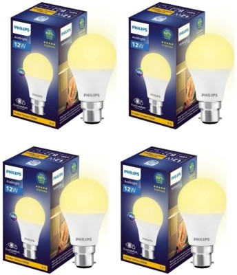 PHILIPS 12 W Round B22 LED Bulb(Yellow, Pack of 4)