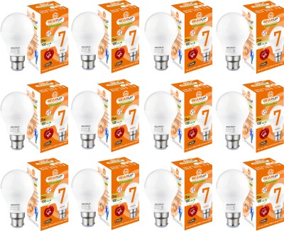 Gear Up 7 W Round B22 LED Bulb(White, Pack of 12)