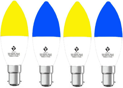 rino 3 W Basic Standard B22 LED Bulb(Multicolor, Pack of 4)