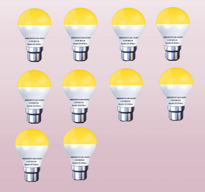 Brightstar 10 W Basic Round B22 LED Bulb(Yellow, Pack of 10)