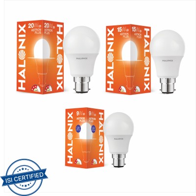 HALONIX 20 W, 15 W, 9 W Round B22 LED Bulb(White, Pack of 3)