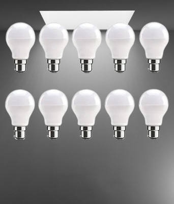 Gold Nation 12 W Basic Round B22 LED Bulb(White, Pack of 10)