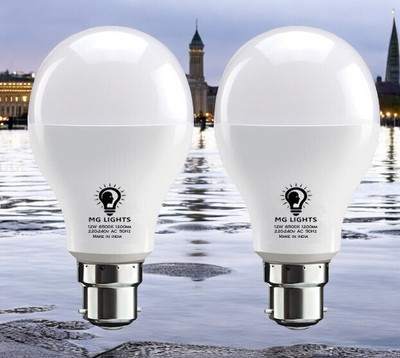 mg lights 12 W Basic Arbitrary B22 LED Bulb(White, Pack of 2)