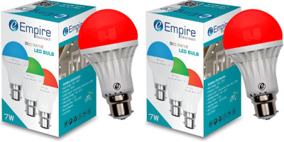 empire electrotech 5 W Basic Round B22 LED Bulb(Red, Pack of 2)