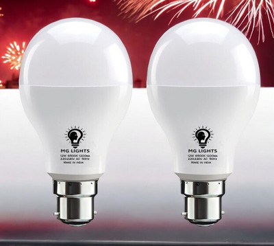 mg lights 12 W Basic Arbitrary B22 LED Bulb(White, Pack of 2)