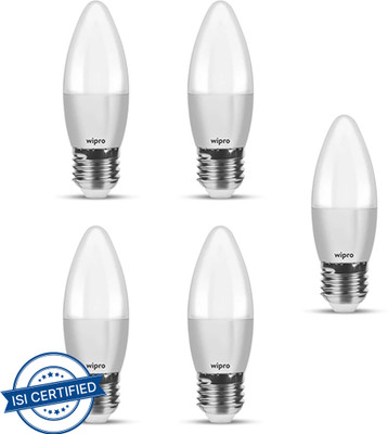 Wipro 3 W Basic Arbitrary E27 LED Bulb(Yellow, Pack of 5)
