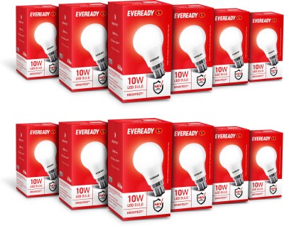 EVEREADY 10 W Standard B22 Basic LED Bulb(White, Pack of 12)