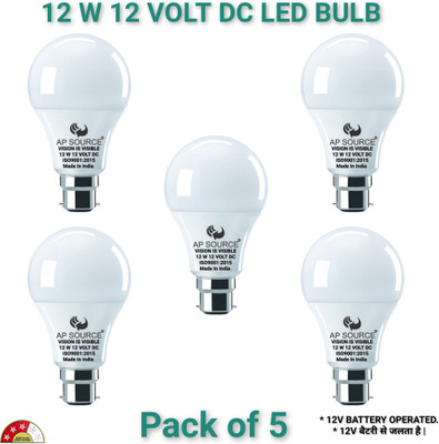 AP Source 12 W Basic Round B22 LED Bulb(White, Pack of 5)