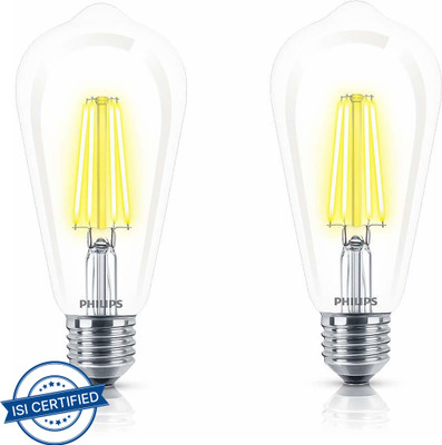 PHILIPS 4 W Basic Decorative E27 LED Bulb(Yellow, Pack of 2)