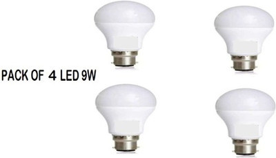 Gold Nation 9 W Basic Round B22 LED Bulb(White, Pack of 4)