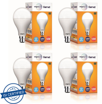 Wipro 18 W Basic Standard B22 LED Bulb(White, Pack of 4)