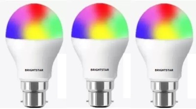 Brightstar 9 W Round B22 LED Bulb(Red, Blue, Pink, Orange, Green, Yellow, White, Pack of 3)