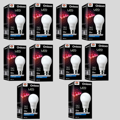 ONIEXO 9 W Inverter Round B22 D LED Bulb(White, Pack of 10)