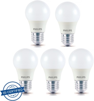 PHILIPS 5 W Basic Round E27 LED Bulb(Yellow, Pack of 5)