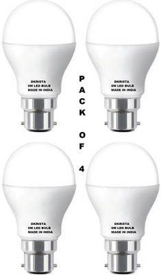 spark world 9 W Basic Round B22 LED Bulb(White, Pack of 4)