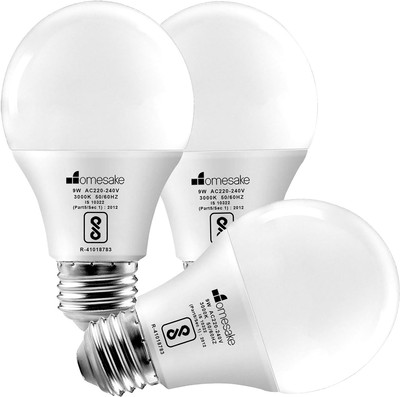 Homesake 9 W Basic Capsule E27 LED Bulb(White, Pack of 3)