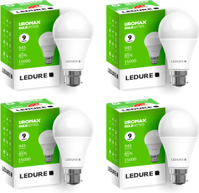Ledure 9 W Basic Round B22 LED Bulb(White, Pack of 4)