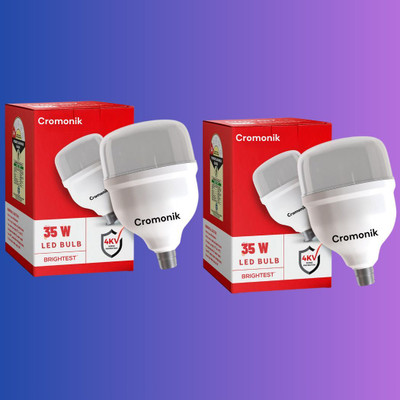 Cromonik 35 W Inverter Round B22 D LED Bulb(White, Pack of 2)
