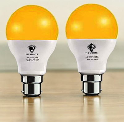 mg lights 5 W Basic Arbitrary B22 LED Bulb(Yellow, Pack of 2)