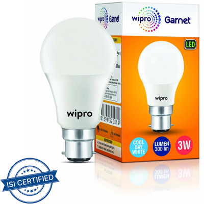 Wipro 3 W Basic Standard B22 LED Bulb(White)