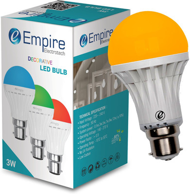empire electrotech 3 W Basic Round B22 LED Bulb(Orange)