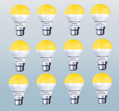 Brightstar 9 W Basic Round B22 LED Bulb(Yellow, Pack of 12)